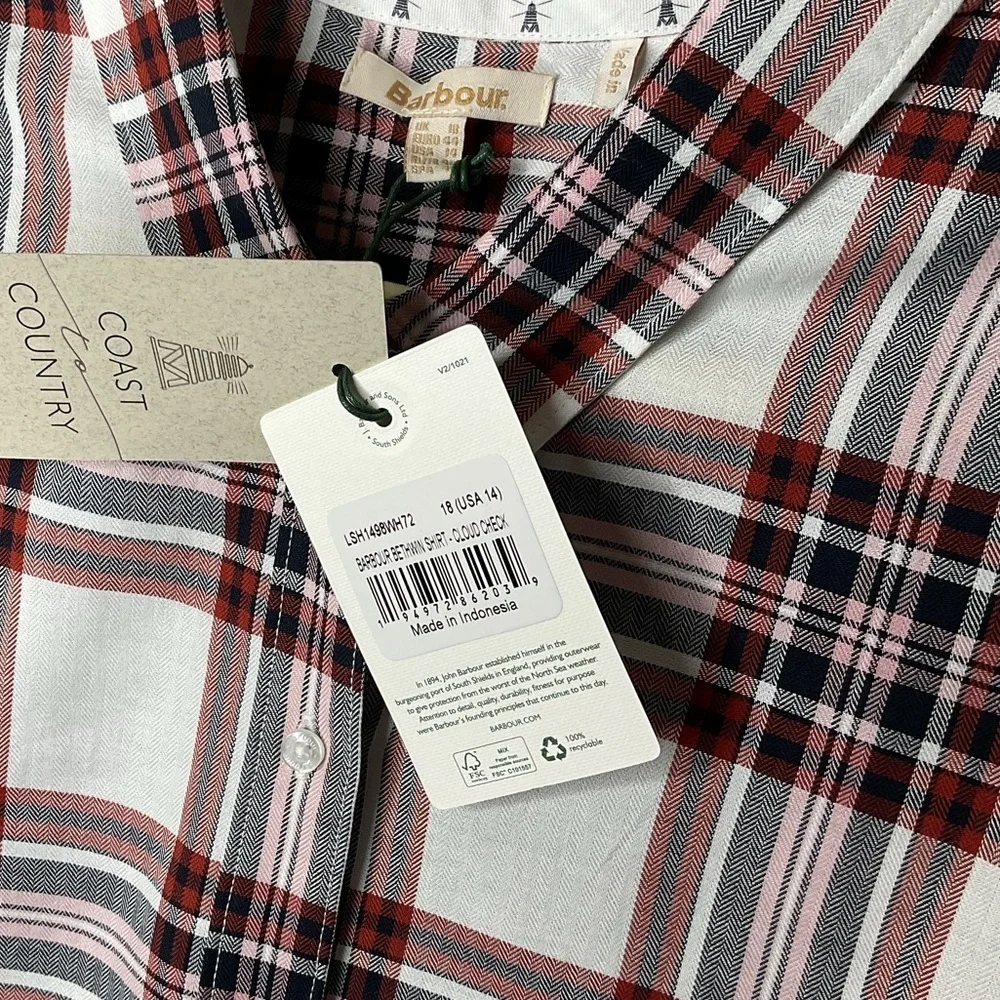 Barbour Bethwin Cloud Check Plaid Button Front Shirt, NWT - Picture 5 of 14